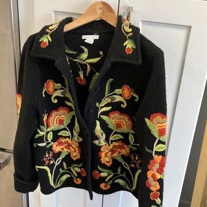 Beautiful Vintage Embroidered Cardigan Large Floral